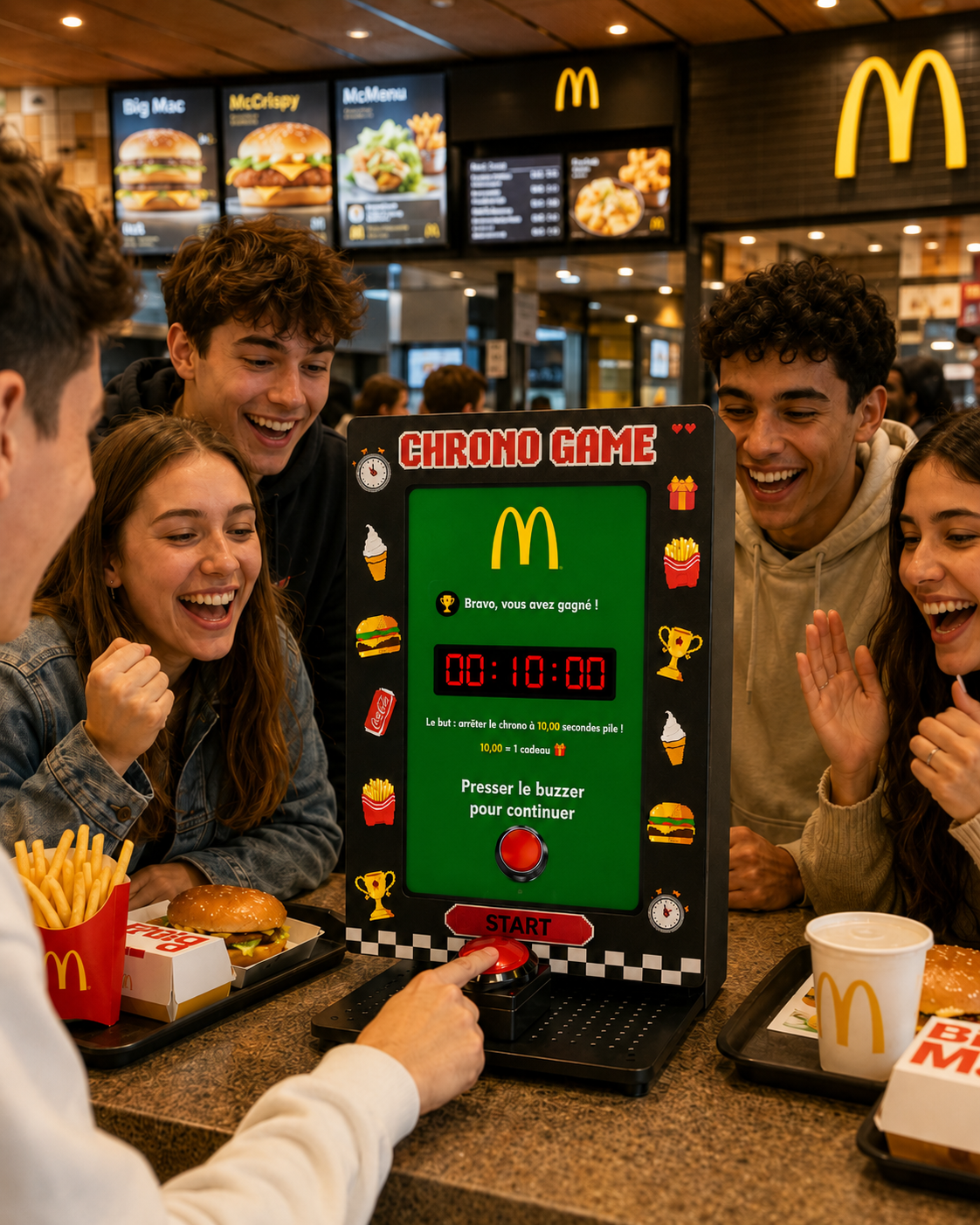 Chrono Game intégré dans un restaurant type McDonald's